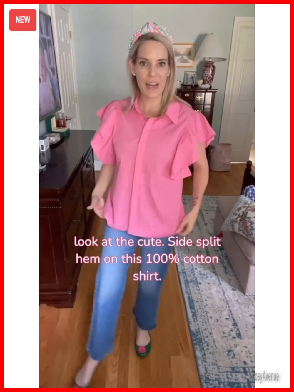 Womens Ruffle Short Sleeve Button Down Blouse - Picture 6 of 6